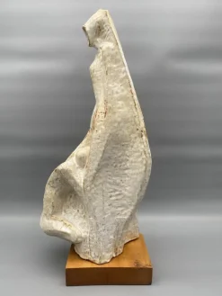 Pamono Leandro Lega, Abstract Faenza Sculpture, 1981, Ceramic on Wooden Base><noscript><img width=