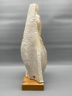 Pamono Leandro Lega, Abstract Faenza Sculpture, 1981, Ceramic on Wooden Base><noscript><img width=