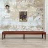 Pamono Leather Bistro Bench, 1930s> Benches