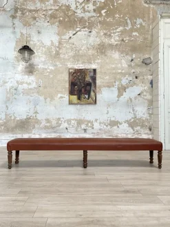 Pamono Leather Bistro Bench, 1930s> Benches