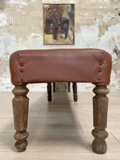 Pamono Leather Bistro Bench, 1930s><noscript><img width=