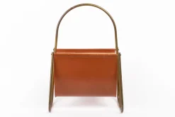Pamono Leather Magazine Rack from Carl Auböck, Austria, 1960s> Magazine Racks