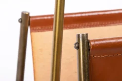 Pamono Leather Magazine Rack from Carl Auböck, Austria, 1960s><noscript><img width=