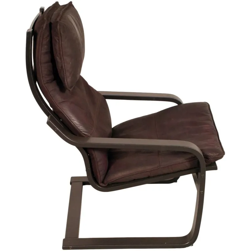 Pamono Leather Poäng Chairs & Footrest by Noboru Nakamura for IKEA, 1990s, Set of 3> Couches & Sofas