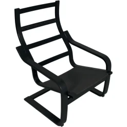 Pamono Leather Poäng Chairs & Footrest by Noboru Nakamura for IKEA, 1990s, Set of 3><noscript><img width=