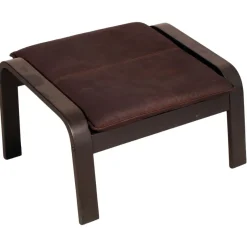 Pamono Leather Poäng Chairs & Footrest by Noboru Nakamura for IKEA, 1990s, Set of 3><noscript><img width=