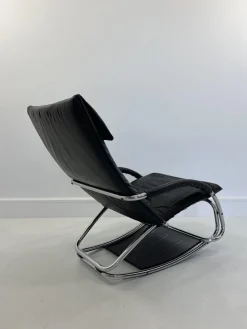 Online Pamono Leather Rocking Chair by Jochen Hoffman, 1980s