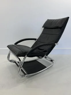Online Pamono Leather Rocking Chair by Jochen Hoffman, 1980s