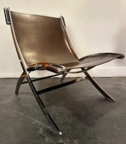 Discount Pamono Leather Scissor Chair by Antonio Citterio for Flexform Italia, 1980s