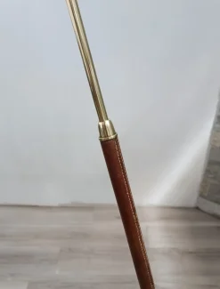 Outlet Pamono Leather Sheathed Floor Lamp attributed to FJB Corsini for Metalarte, 1950s