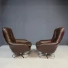 Discount Pamono Leather Swivel Armchairs from PEEM, Finland, 1970s, Set of 2