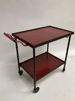 Best Pamono Leather Trolley by Jacques Adnet