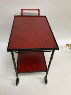 Best Pamono Leather Trolley by Jacques Adnet