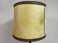Pamono Leather-Wrapped Floor Lamp with Parchment Shade by Charlotte Wawer, 1950s><noscript><img width=