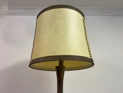 Pamono Leather-Wrapped Floor Lamp with Parchment Shade by Charlotte Wawer, 1950s><noscript><img width=