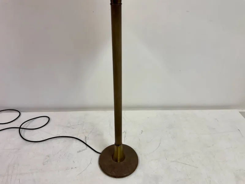 Pamono Leather-Wrapped Floor Lamp with Parchment Shade by Charlotte Wawer, 1950s> Floor Lamps