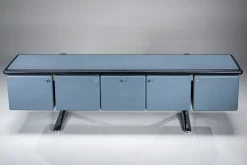 Online Pamono Leather-Wrapped Sideboard with Oak Trim by Warren Platner for Knoll, 1970s