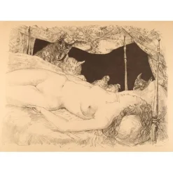 Discount Pamono Leonard Tsuguharu Foujita, Le Rêve, 1940s, Lithograph on Arches Paper