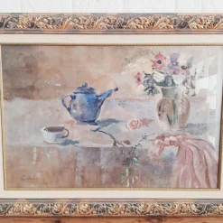Pamono Leonardi, Post Impressionist Still Life, Oil on Panel, Late 20th Century, Framed><noscript><img width=