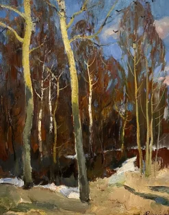 Pamono Leonid Vaichilia, Spring Sunshine in the Woods, Oil Painting, 1967> Impressionist