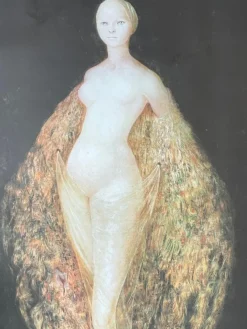 Pamono Leonor Fini, Nude Woman with Peacock Feathers, 1970, Lithograph><noscript><img width=