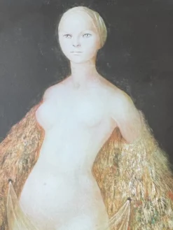 Pamono Leonor Fini, Nude Woman with Peacock Feathers, 1970, Lithograph><noscript><img width=