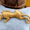 Hot Pamono Leopard Shaped Gold Brooch with Diamond Collar