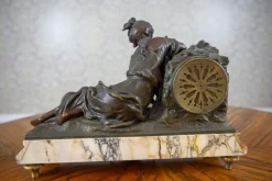 Pamono L&F Moreau Mantel Set on Marble Base, 1890s, Set of 3><noscript><img width=