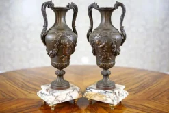 Pamono L&F Moreau Mantel Set on Marble Base, 1890s, Set of 3><noscript><img width=