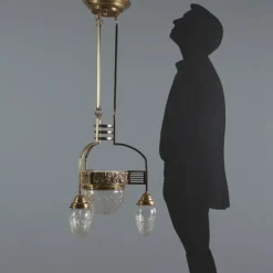 Pamono Liberty Brass and Glass Chandelier