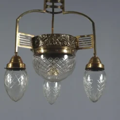 Pamono Liberty Brass and Glass Chandelier