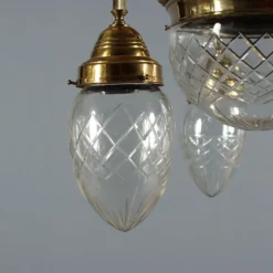 Pamono Liberty Brass and Glass Chandelier