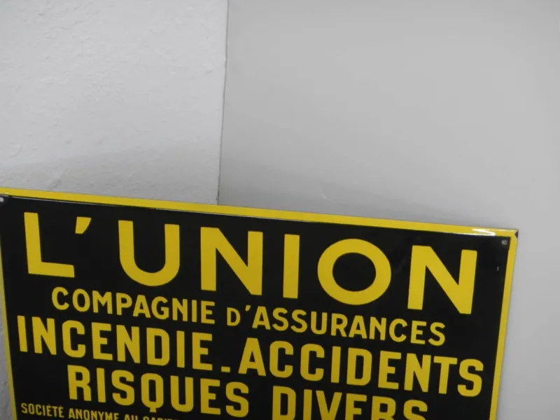Pamono License Plate Union Compagnie Assicurance France, 1930> Wall Decor