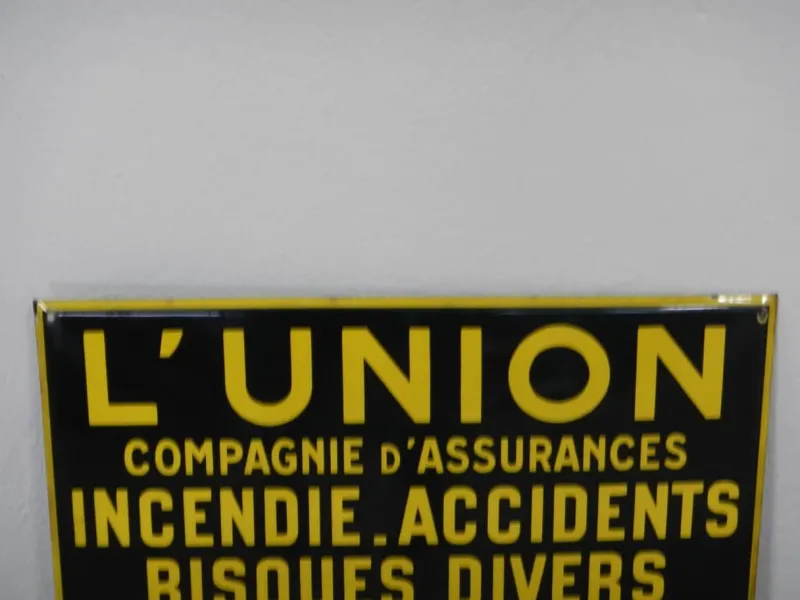 Pamono License Plate Union Compagnie Assicurance France, 1930> Wall Decor