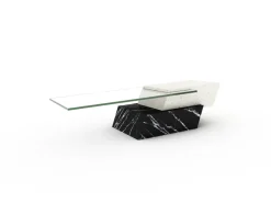 Pamono Lido Coffee Table in Black Marquina Marble and Natural Travertine by Joaquín Moll for Meddel