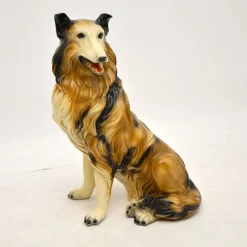 Pamono Life Size Collie Dog Ceramic Sculpture, 1960s