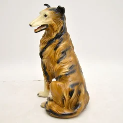 Pamono Life Size Collie Dog Ceramic Sculpture, 1960s