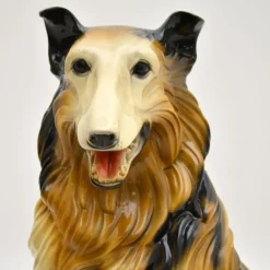 Pamono Life Size Collie Dog Ceramic Sculpture, 1960s