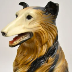 Pamono Life Size Collie Dog Ceramic Sculpture, 1960s