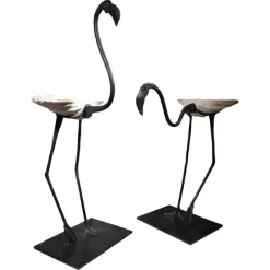 Clearance Pamono Life Size Flamingo Sculptures in Wrought Iron, 1940s, Set of 2