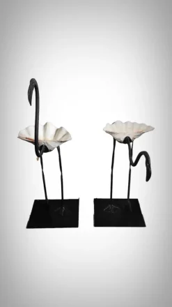 Clearance Pamono Life Size Flamingo Sculptures in Wrought Iron, 1940s, Set of 2