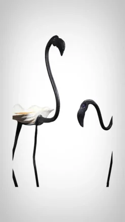 Clearance Pamono Life Size Flamingo Sculptures in Wrought Iron, 1940s, Set of 2