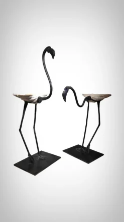 Clearance Pamono Life Size Flamingo Sculptures in Wrought Iron, 1940s, Set of 2