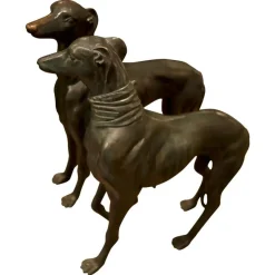 Pamono Life-Size Art Deco Greyhound Sculptures in Bronze, Set of 2> Art Deco|Sculpture