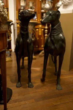 Pamono Life-Size Art Deco Greyhound Sculptures in Bronze, Set of 2> Art Deco|Sculpture