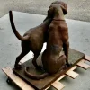 Pamono Life-Size Weathered Cast Iron Labrador Statues on Plinths, 1960s, Set of 2> Garden Accessories