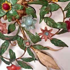 Pamono 5-Light Ceiling or Wall Lamp with Red, Yellow and Blue Flowers and Leaves, Italy, 1970s><noscript><img width=