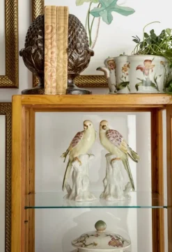 New Pamono Light Green and Yellow Porcelain Parrots by Gand & C, Set of 2