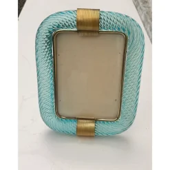 Best Pamono Light-Blue Torchon Picture Frame in Murano Glass by Simoeng