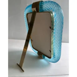 Best Pamono Light-Blue Torchon Picture Frame in Murano Glass by Simoeng